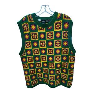 Unisex WESC Multicolor Patchwork Crochet Sweater Vest 6 Men’s XL Women’s XXL